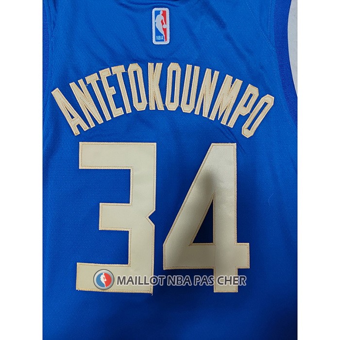 Maillot Milwaukee Bucks Giannis Antetokounmpo NO 34 Ville 2022-23 Bleu